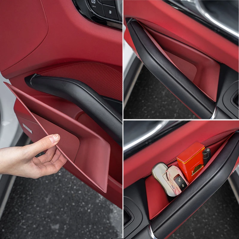 For Porsche Cayenne Macan Car Door Handle Storage Box Front Rear Door Organizer Keys Phone Holder LHD Auto Interior Accessories