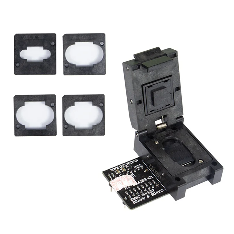 

RT-BGA169-01 BGA169 / BGA153 EMMC Adapter V2.5 with 4Pcs BGA Bounding Box for RT809H Programmer