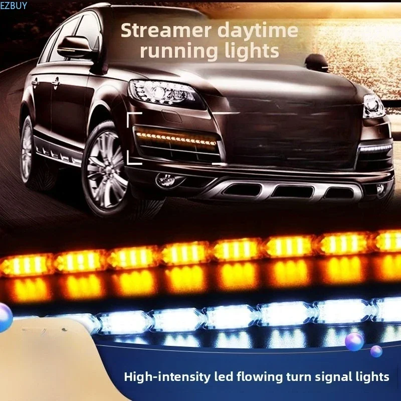 LED daytime running crystal tear eye streamer turning marquee soft  strip guide  12V turn signal light