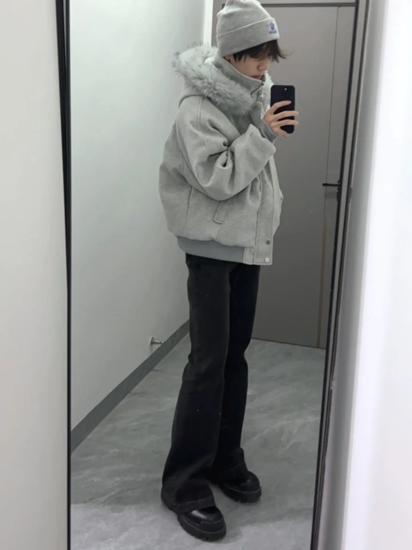 Dark Grey Quilted Cotton Jacket Men's Winter Thickened Warm Coat Short Style Couple Outwear Mountain Eagle Pattern Zipper Clo...