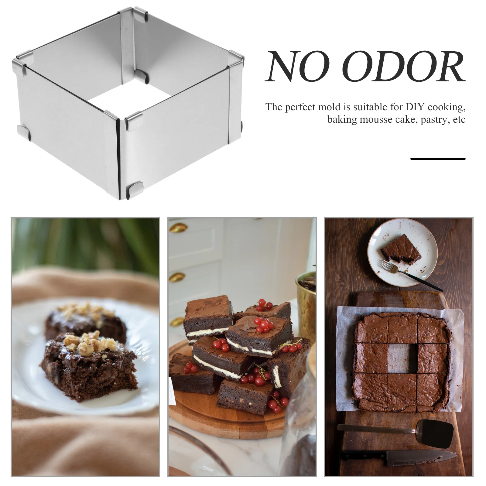 

Квадратное кольцо для мусса из нержавеющей стали, премиум-класса с антипригарным покрытием, форма для выпечки, кондитерский инструмент для десерта, многоразовый