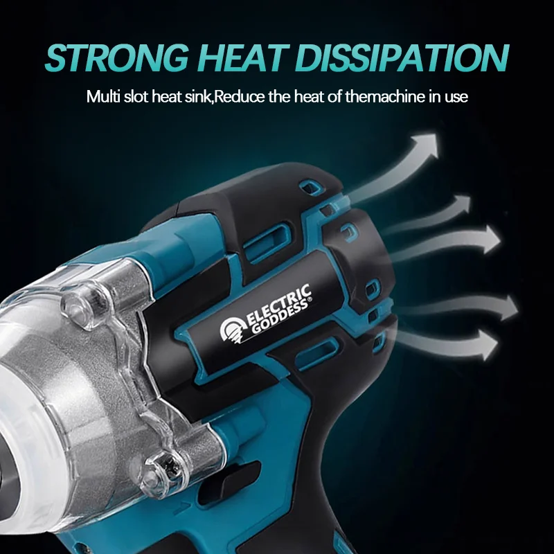 Electric Goddess DTW285 520N.M Brushless Impact Electric Wrench Cordless Rechargeable Car Repair Tools For Makita 18V Battery