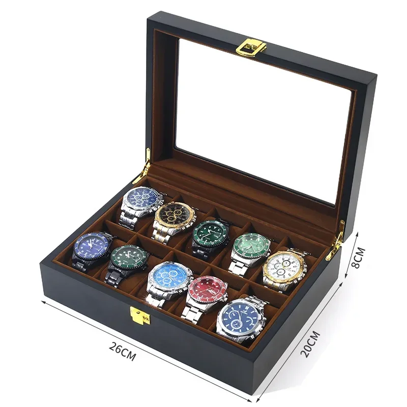 Handmade Wood Watch Box 6/10/12 Grids Watches Display Case Jewelry Holder Storage Organizer for Watch Holding