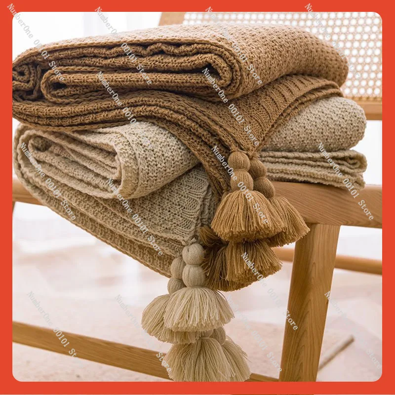 Wind the same handmade simple tassel leisure lunch break office sofa blanket bed flag
