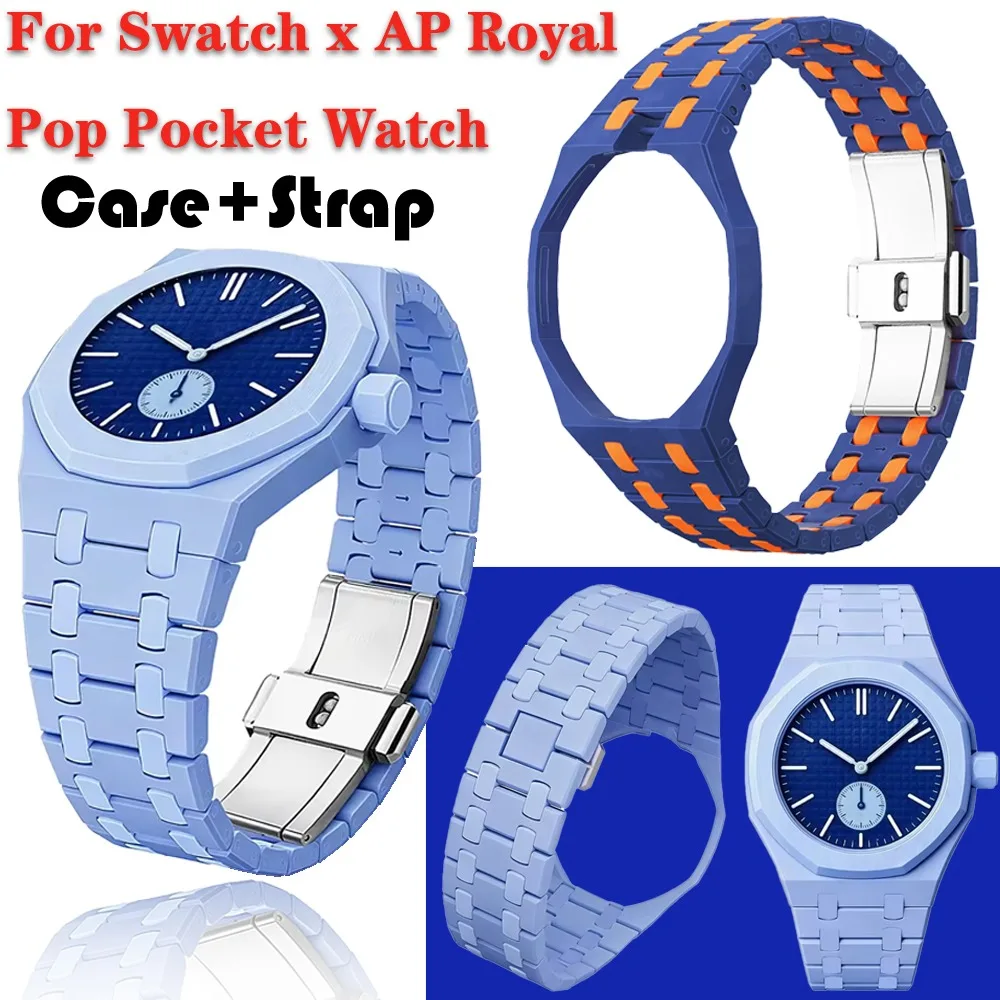 Bioceramic Case+Strap for Swatch X AP Royal Pop Pocket Watch Changer To Wristband Modification Kit Royal Pop Comfortable Correa