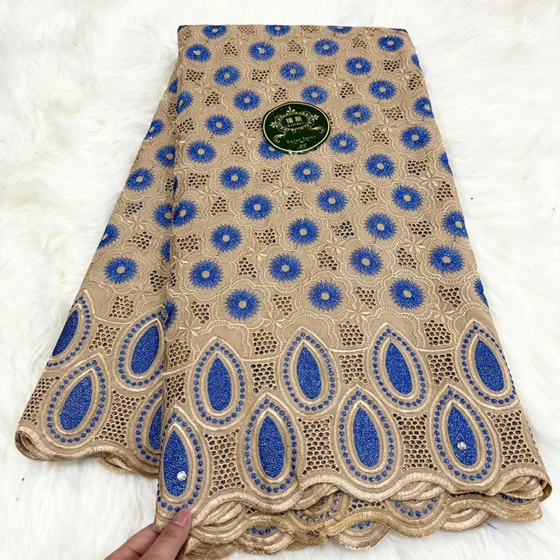 5Yard Swiss Voile Lace 2024 High Quality Africa Embroidery 100% Cotton Fabric Brode Popular for African Women Cloth tc0466