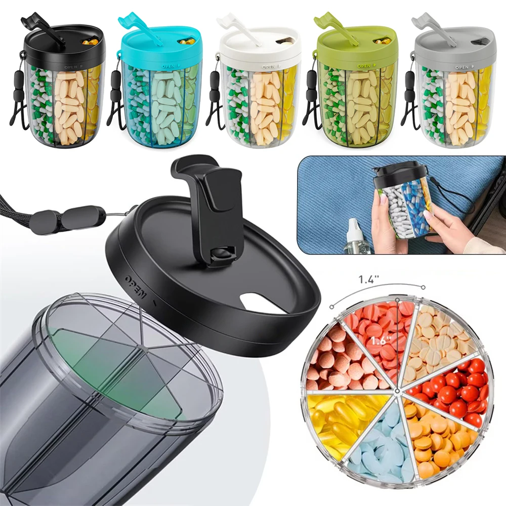 

7 Grids​​ Pill Container​​ ​​Portable​​ ​​Large Capacity​​ ​​Medication Dispenser​​ ​​Fish Oils Holder​​ Vitamins Organizer​​