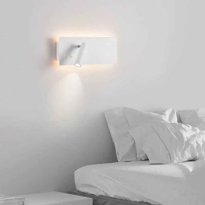 Nordic modern minimalist LED dual light source dual switch bedroom wall lamp hotel room bedside reading minimalist design