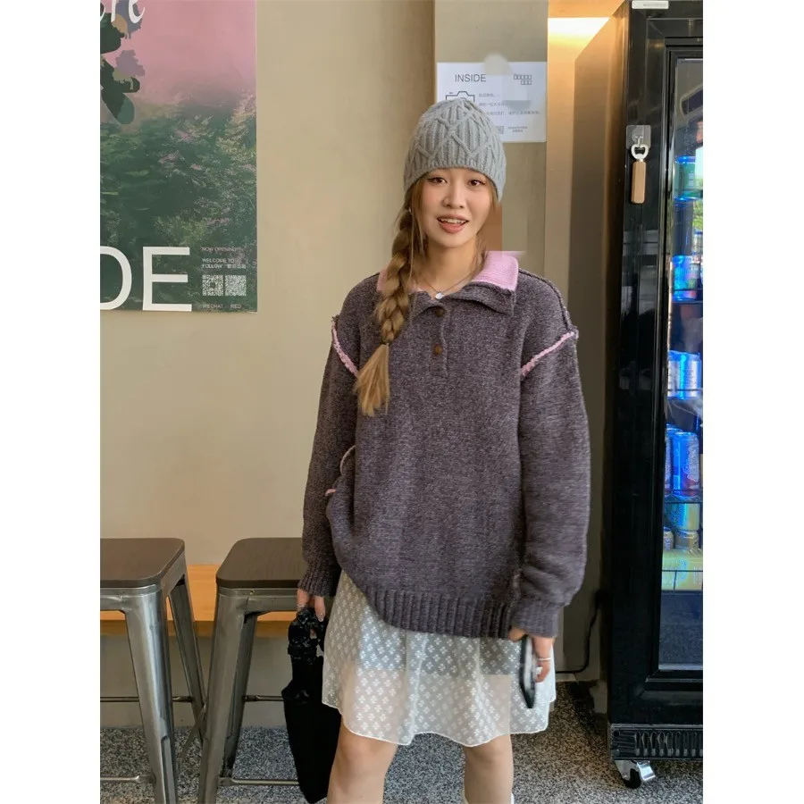 秋冬 Thiened ニットルーズセーター女性のファイオンレトロ襟ロング Sve タートルネックベストトップポリエステル繊維