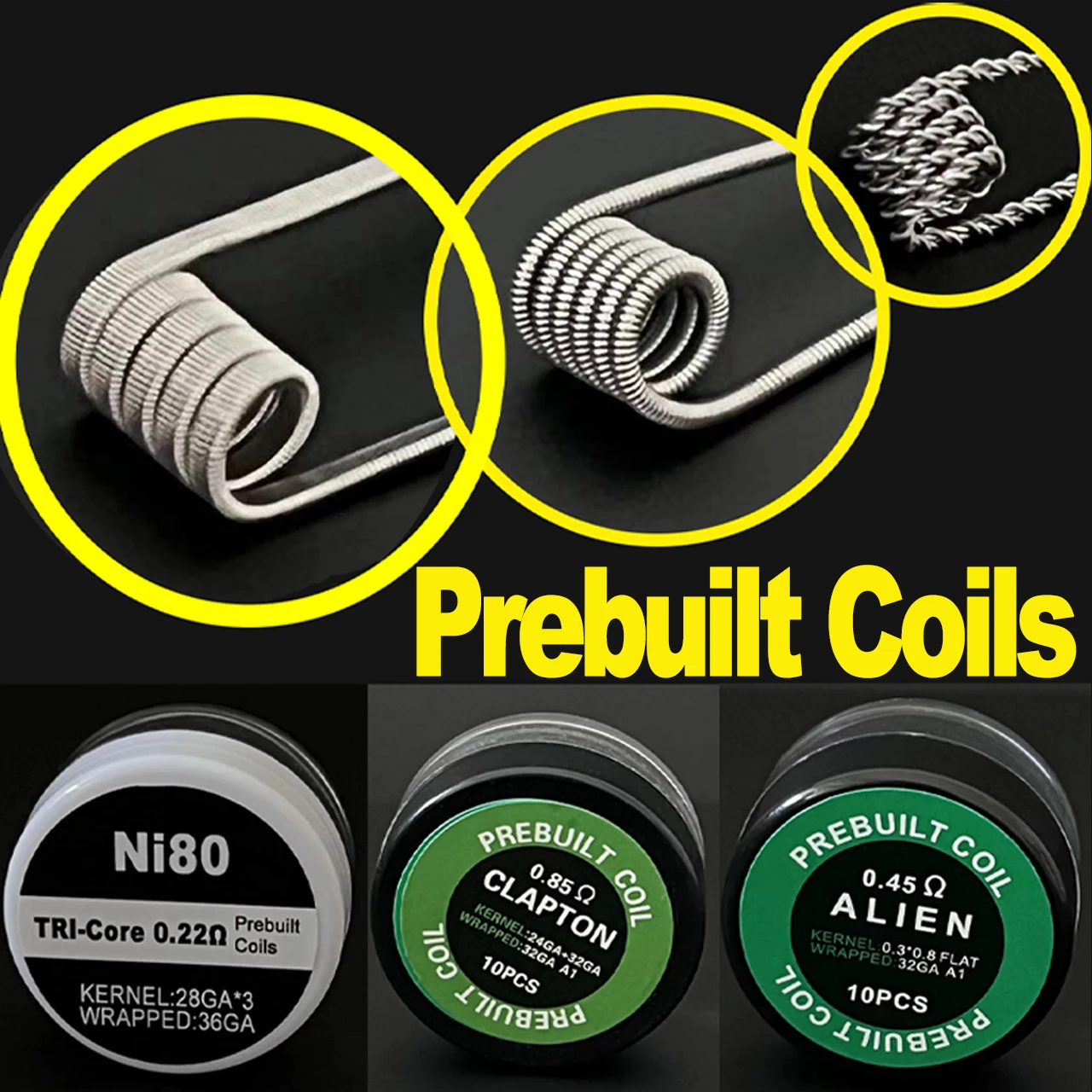 PreBuilt Inner Diameter 3mm Coil Fused Clapton Coils Alien Premade Resistances Mix Twisted A1 NI80 Heating Wire Party Favors