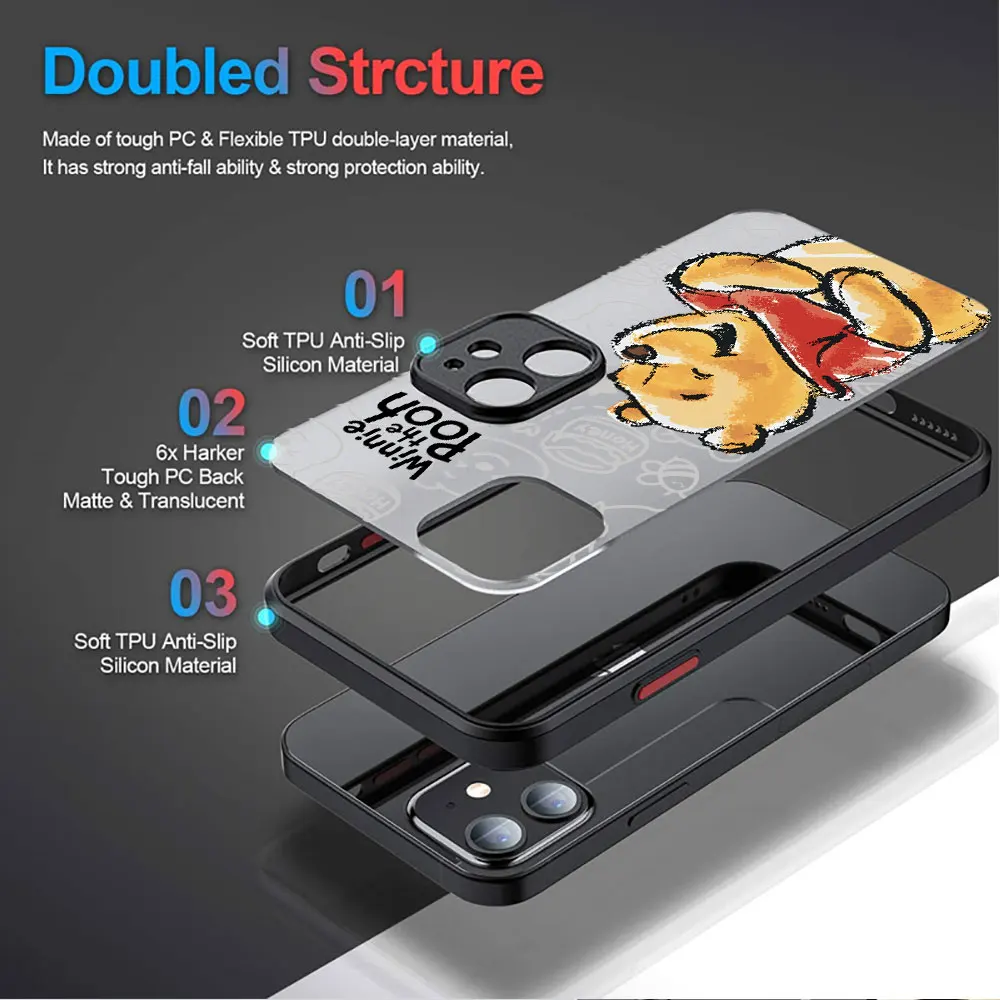 Winnie the Pooh Case for Apple iPhone 11 Pro XS X SE 8 Plus 15 Pro 7 6S 12 Mini XR 13 14 Pro Max 6 Shell TPU Shockproof Cover