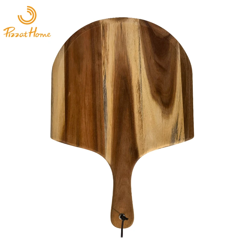 PizzAtHome 14 inch Acacia Wood Pizza Peel Pizza Paddle Cutting Board with Handle Baking Bread Cutting Fruit Vegetables Cheese