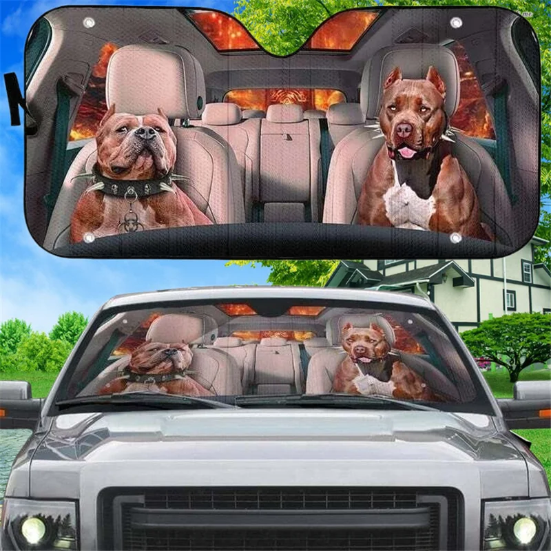 Buff Pit Bulls Windshield Sunshade Easy To Intall Car Shade Cover Vehicle Accessories Decor Universal Sun Visor Window Protect