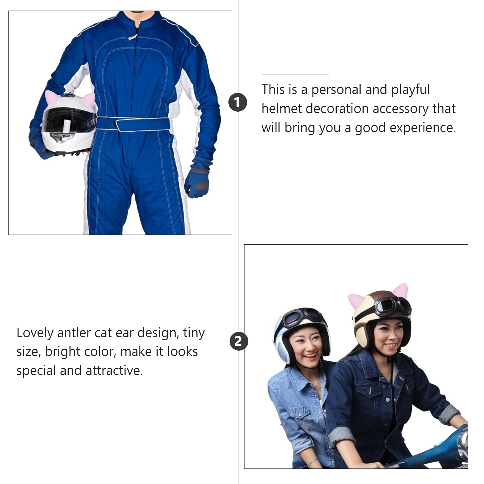

2 Pcs Decoration Adornment Motorbike Motorcycle Helmets Cat Ears Sticker Ornament