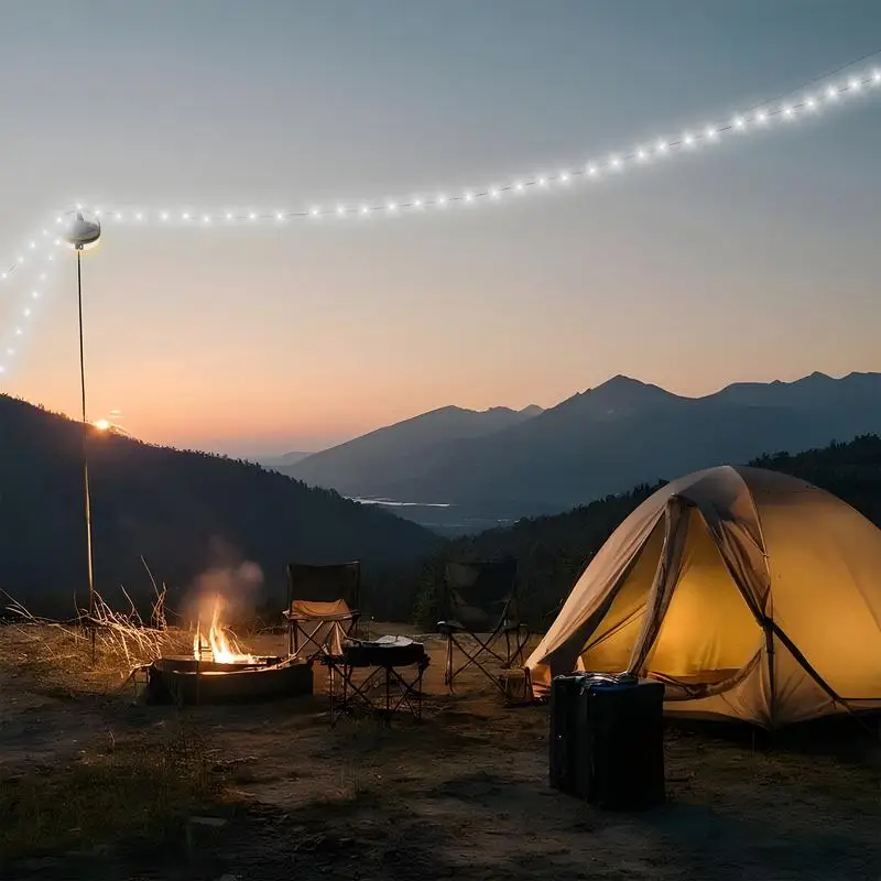 Imagem -03 - Portable Camping String Lights Multi-mode Luzes Led Solares ao ar Livre Jardas Rvs Caminhadas