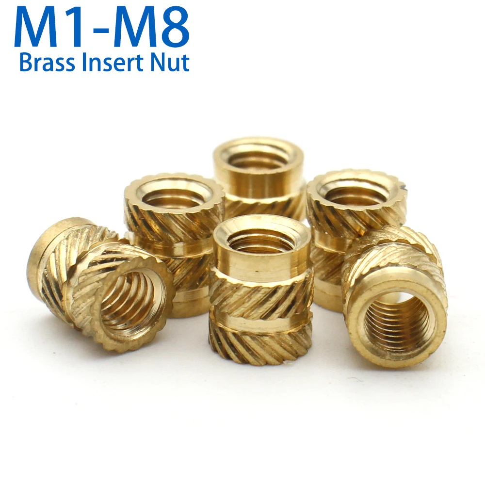 10/15/20/40/50/100pcs M1 M1.2 M1.4 M2 M2.5 M3 M4 M5 M6 M8 Brass Thread Knurled Heat Insert Nut Copper Embedment Embed Parts Nuts