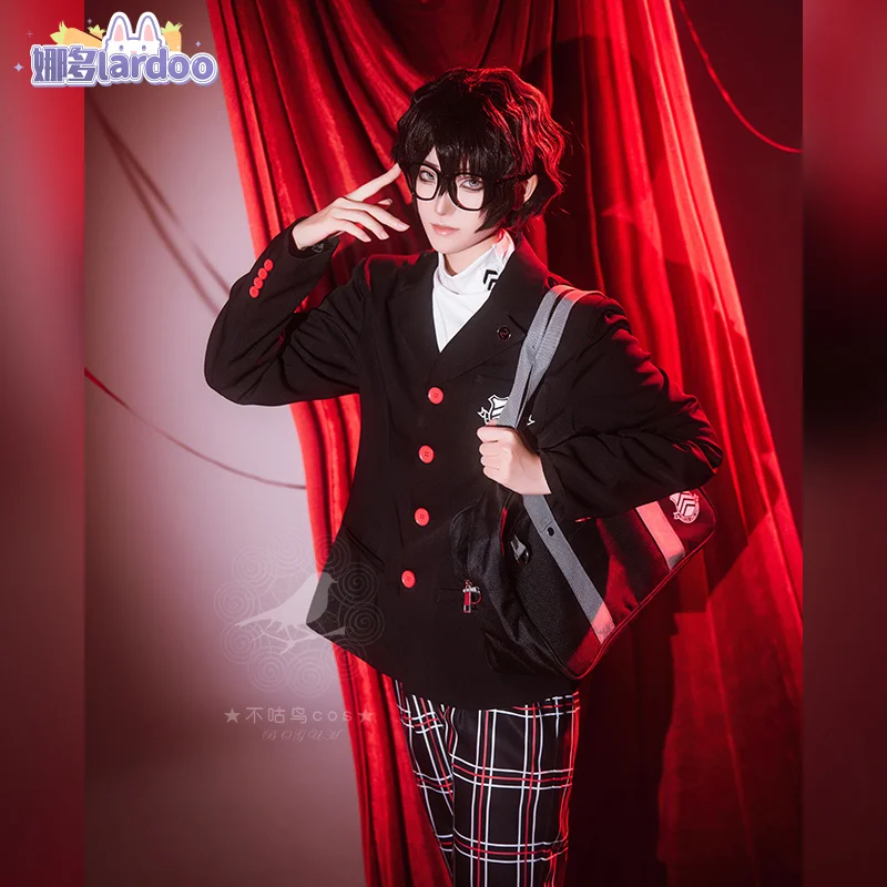 Uniforme de juego Persona 5 para hombre y mujer, traje de Cosplay de Amamiya Ren Kasumi Yoshizawa, uniforme escolar Unisex para Halloween, abrigo para fiesta, conjunto de uniforme negro