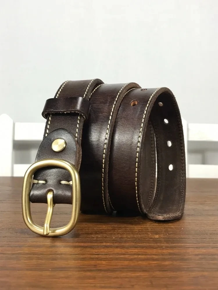 Women Brass Buckle Cowhide Genuine Leather Belt Fashion Accessory Strap For Pants Soft Leather Width 2.8cm Female Belts