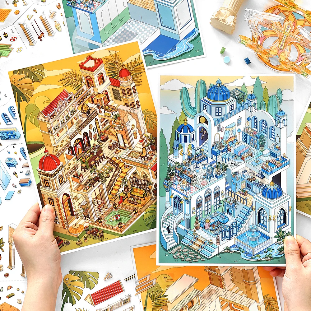 Mr. Paper My Cottage Diorama Stickers Vol.17 - Whimsical Scene Journal Decor, 3D Castle Layout Material, DIY Cultural Collection