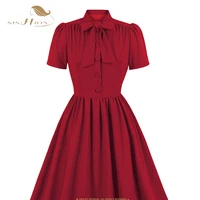 SISHION 2025 moda de verano vestidos de fiesta de cumpleaños para mujer SD0081 bata para mujer ropa de talla grande vestido rojo plisado