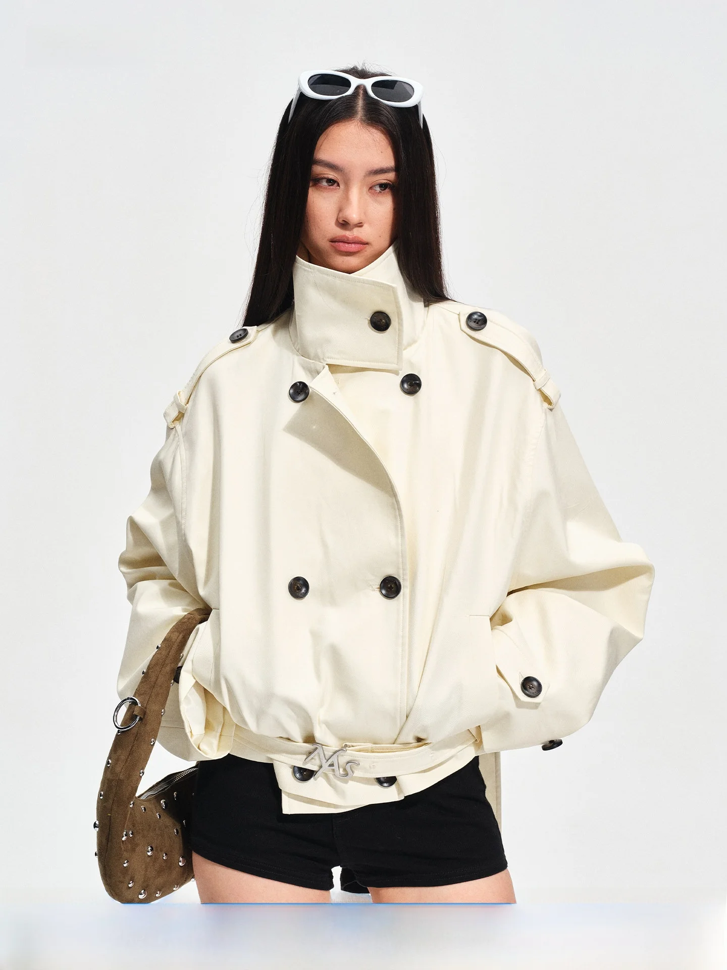 

Мотоциклетная куртка NAWS: повседневная свободная укороченная куртка из многослойного хлопка с воротником-стойкой, женская весенняя верхняя одежда