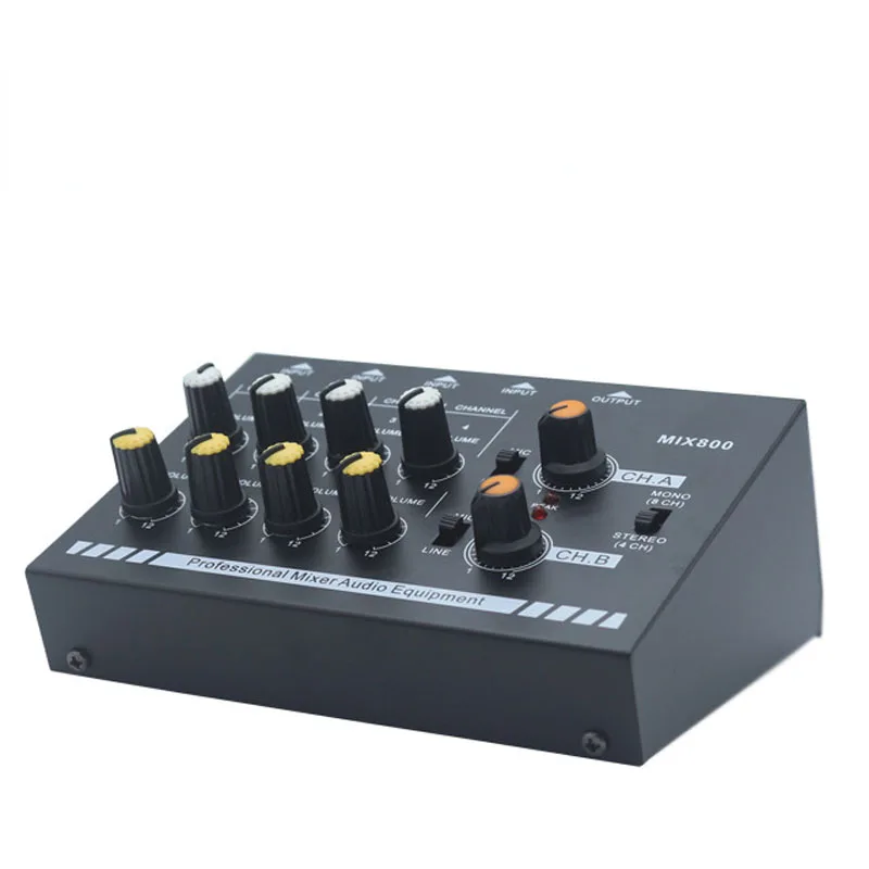 Audio Mixer MIX800 8-weg Mini Professionele Console Stereo DJ Apparatuur Geluidsmixing voor Microfoon, Radiostation Studio