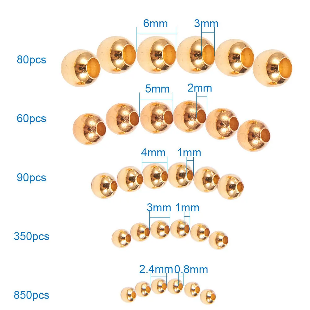 

1 set 1 Set Golden Small Glossy Metal Copper Spacer Beads Mixed Charms For Jewelry Making Diy Craft Bracelet Necklace Beads