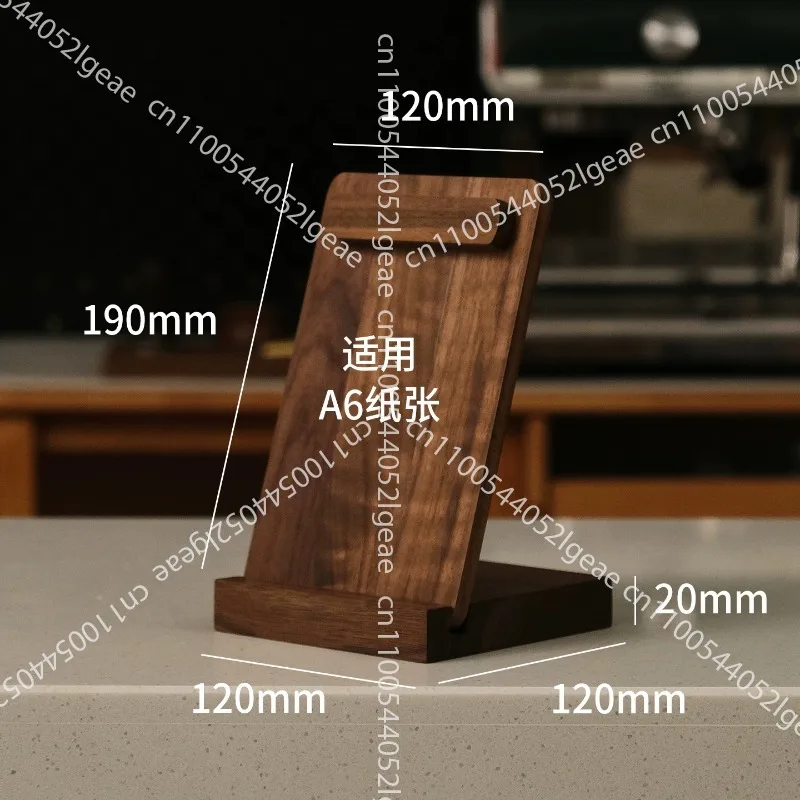 Black walnut desktop display card Solid wood magnetic menu clip Vertical coffee Milk tea shop Restaurant A4A5 menu card