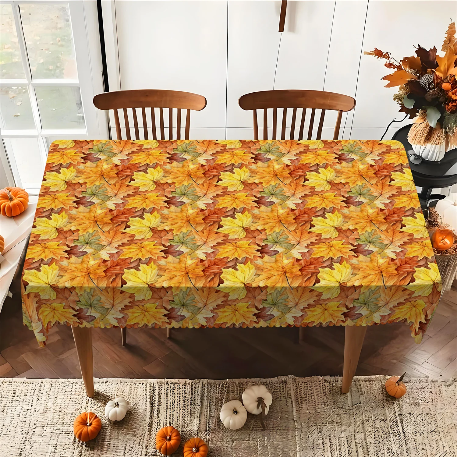 Maple Leaf Tablecloth - Suitable for rectangular and round tables, for autumn harvest and Thanksgiving home decorationzyc