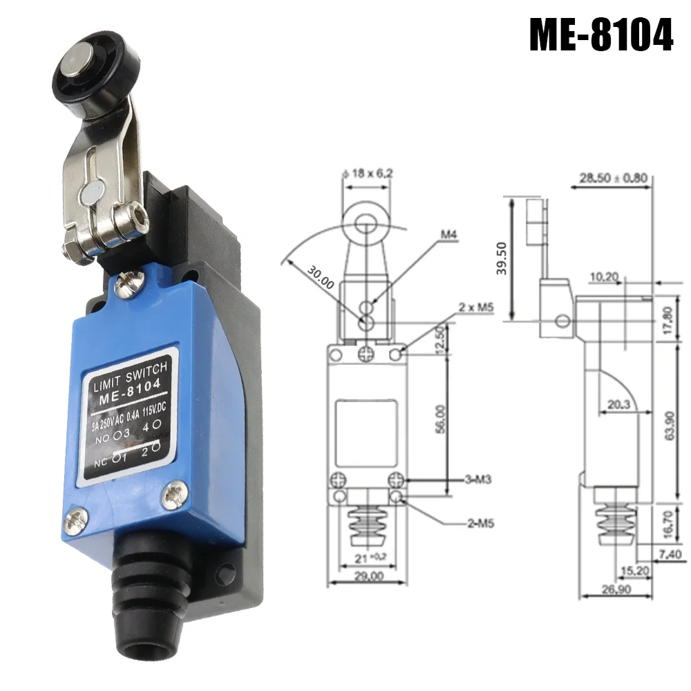 ME-8104 ME-8107 ME-8108 ME-8111 ME-8112 ME-8166 -8169 Endschalter Drehverstellbarer Rollenhebelarm-Fahrschalter AC250V NO NC