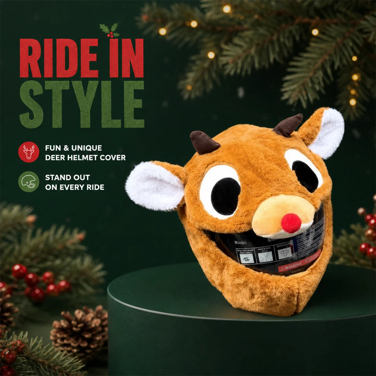 Christmas deer headgear, helmet cover, full helmet decoration, helmet protection