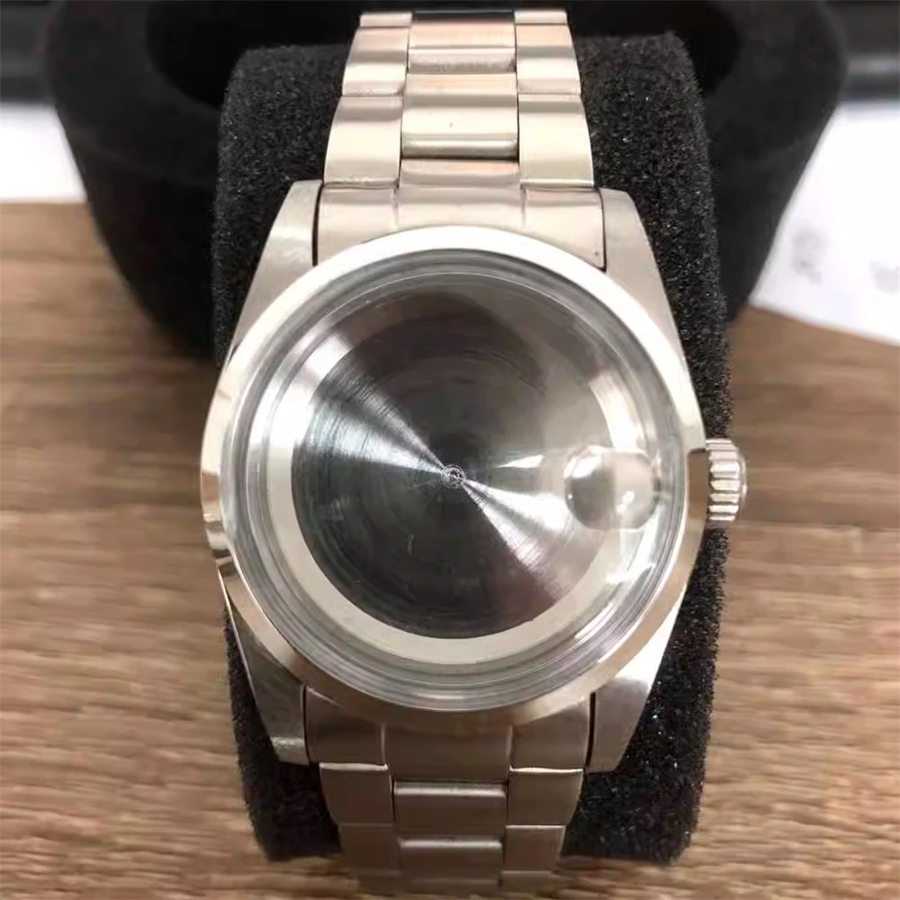 NH35 Caso 36mm Aço Inoxidável Espelho Acrílico Caixa de Relógio + Conjunto de Pulseira para NH35/NH36/4R Movimento Relógio Shell Com Peças de Pulseira
