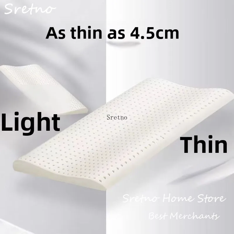 SRETNO Natural Latex Pillows 55D Medium Firmness Neck Pillow Cervical Spine Protection Sleeping Pillow for Adults Travel Pillows