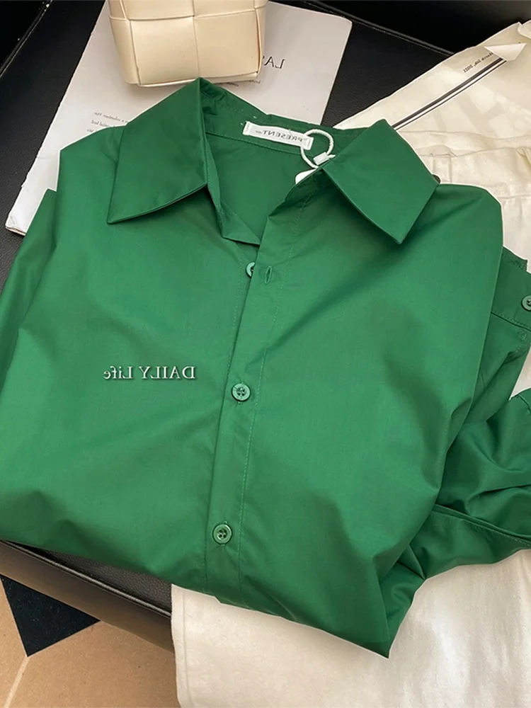 

Свободная женская рубашка с длинным рукавом в винтажном стиле BF, с пуговицами, воротником-стойкой, в корейском стиле, для повседневной носки, модная