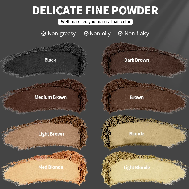 Poudre de ligne de cheveux 2 en 1, maquillage naturel, correcteur de cheveux, avec couvercle bouffant miroir, cheveux blancs, dissimule instantanément