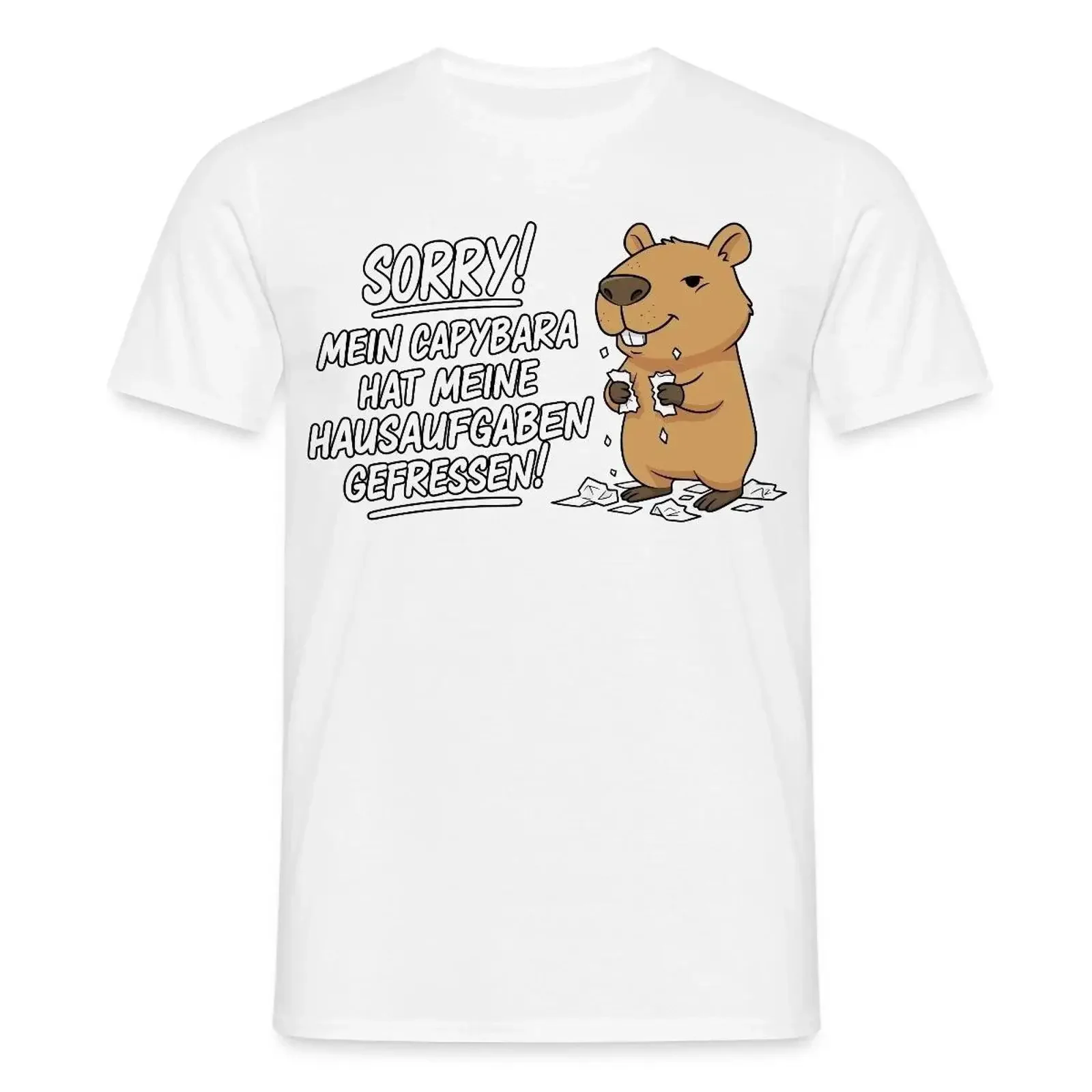 Sorry Mein Capybara Hat Meine Hausaufgaben Gefressen Männer T Shirt vintage Washed Top For Everyday Wear Casual Stylish graphic