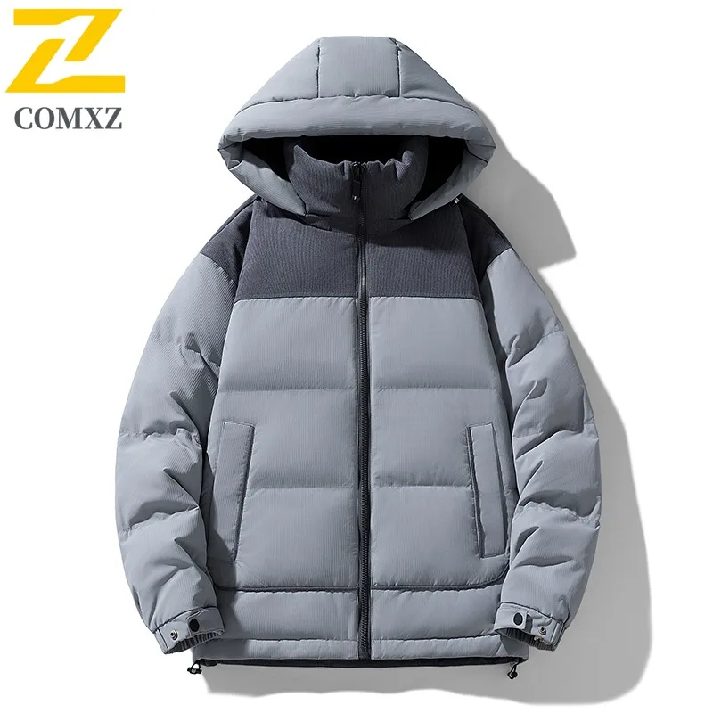 COMXZ الدافئة أسفل سترة مقنعين سميكة وسيم الحد الأدنى التزلج وسادة مبطنة الثلوج عالية الجودة مبطن سترة ملابس للرجال