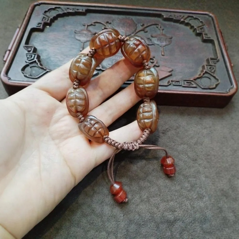 Tibetan Area Backflow Old Wrapped Pulp Rich Nail Side Agate Rosary Bracelet