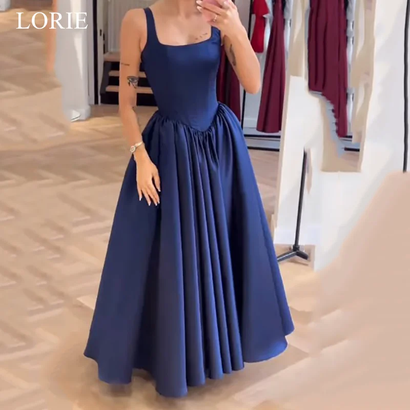 

LORIE Elegant Satin Party Dresses Spaghetti Straps A-Line Evening Prom Dress Draped Formal Occasions Prom Gown Customized