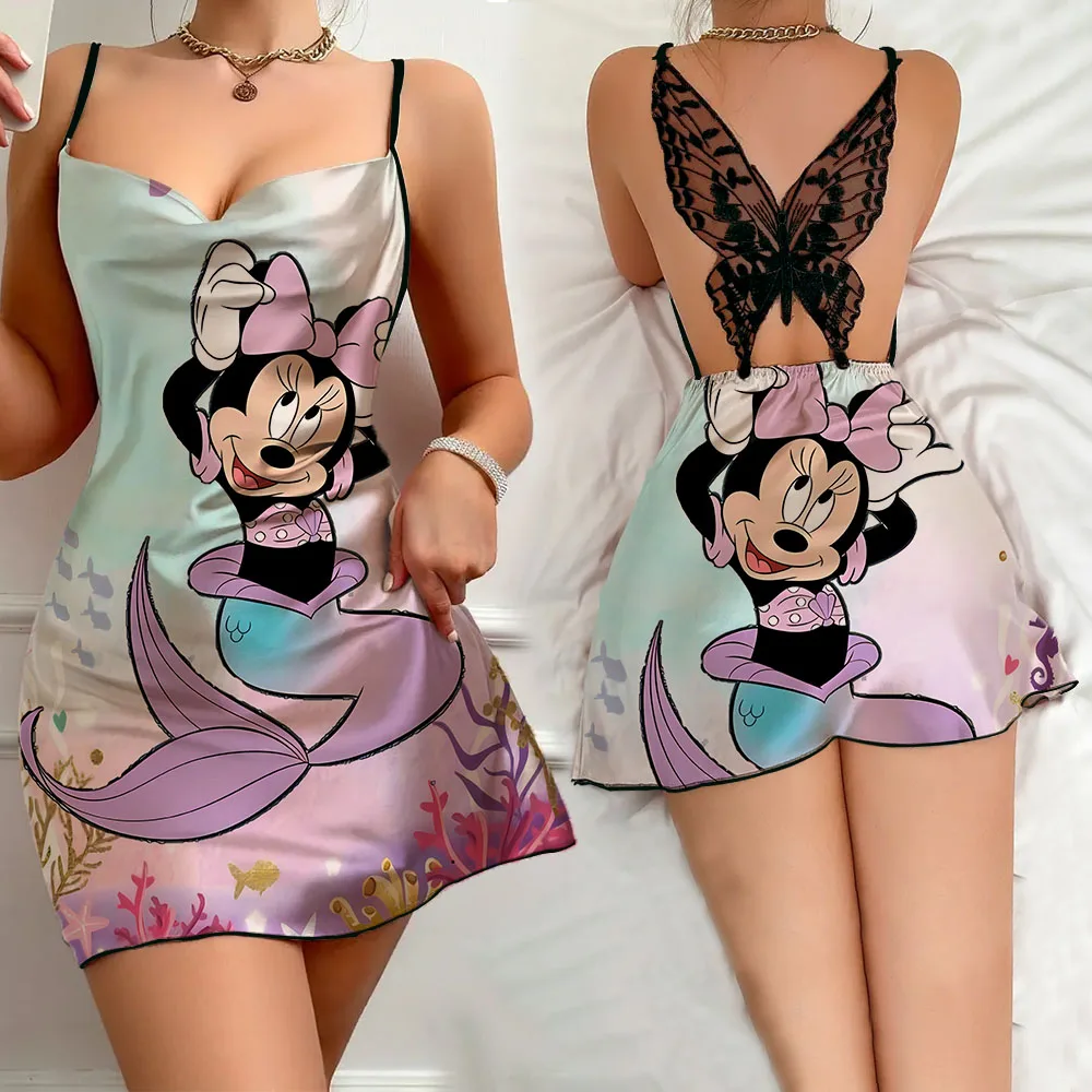 Sexy Pajamas for Women Top Seller Nightwear 2024 Summer Sleevesless Female Home Dress Disney Cartoon Pattern Female Sleepwear