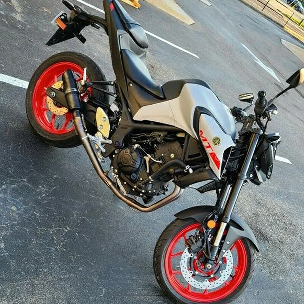 Auspuffsysteme für Yamaha MT-03 YZF R3 2015-2022 Komplettes System Auspuffendrohre Schwarzes Vorderes Verbindungsrohr Auspuffrohre – Detail 5
