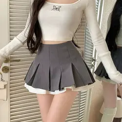 MEXZT Y2K Black Mini Skirt Women Kawaii High Waist Ruffles Pleated Skirts Summer Harajuku Korean Fashion Grey Tennis Faldas New