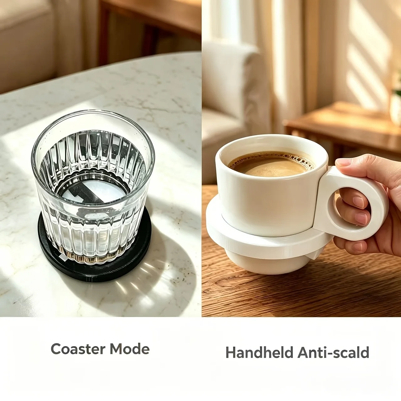 1pc Foldable Cup Sleeve Drink Holder, Portable Ergonomic Handle Dual Form, Non-Slip Coaster for Disposable Cups Ceramic Mugs
