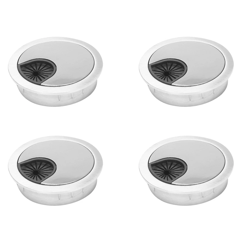 

4X PC Computer Stainless Steel Outer Diameter 50mm Desk Grommet Cable Hole Cover