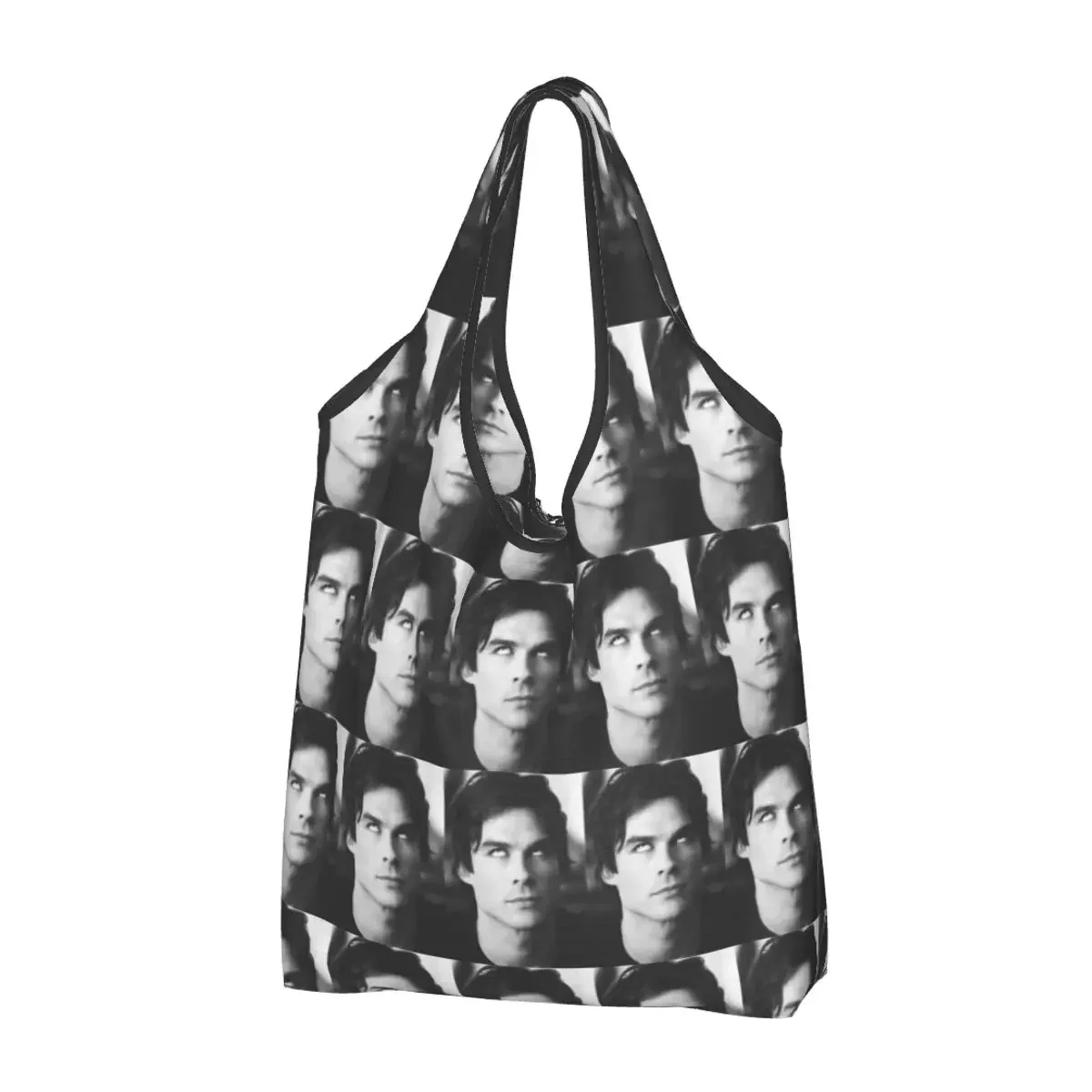 Damon Salvatore Grocery Bags Durable Large Reusable Recycle Heavy Duty The Vampire Diaries Shopping Eco Bag Washable With Pouch