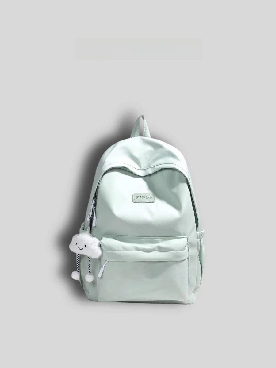 Mochila Simples Clnoe Kenok Verde Menta Grande Capacidade para Mulheres, Estilo Novo 2026, Mochila Escolar em Tecido Macio com Fecho de Zíper