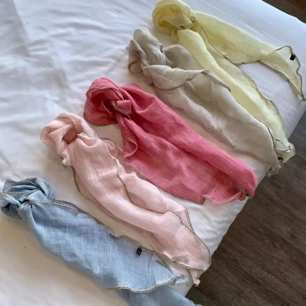

Sweet Cotton and Linen Fresh Small Scarf Thin Vintage Triangular Hair Band Turban Neckerchief Korean Shawl Scarf Vacation
