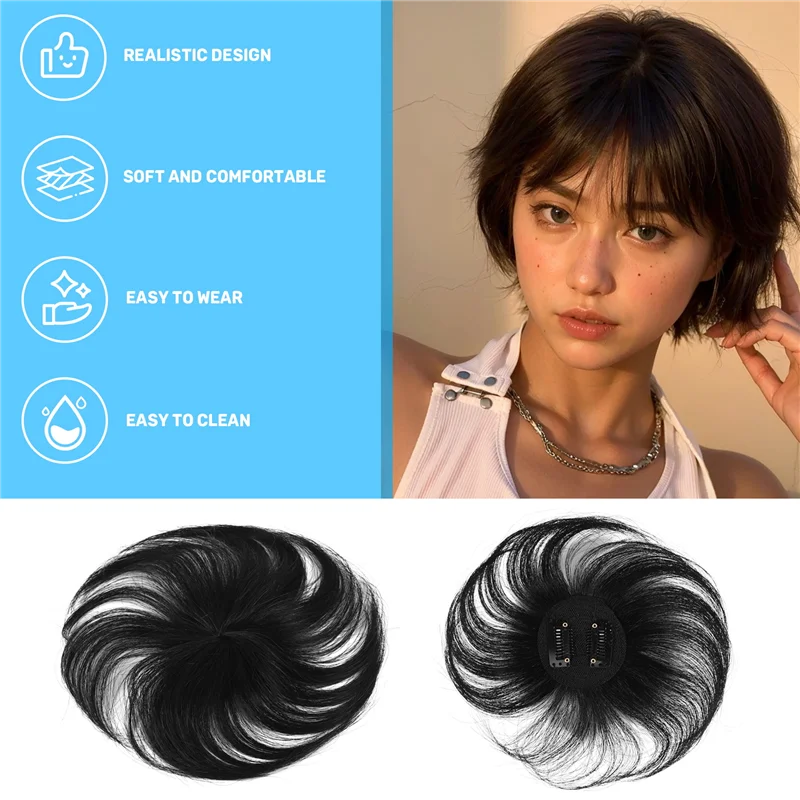X11A Human Hair Topper Wig With Bangs Increase The Amount Of Hair On The Top Of The Head To Cover The White Hair Hairpiece