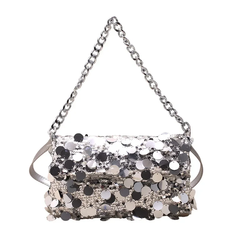 Fashion Party Handbgas Sequin Handheld Bag for Women New Korean Fashion Shoulder Crossbody Dinner Bag Sequins Tassels Chains