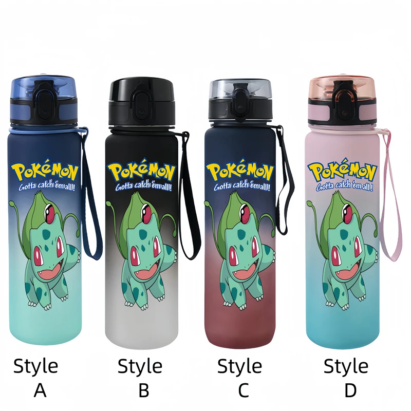 650ML Bulbasaur อะนิเมะถ้วยน้ําแบบพกพาเด็กกีฬากลางแจ้งขนาดใหญ่ความจุพลาสติก Antidrip ขวดน้ํา